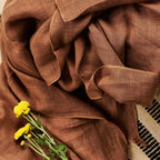 Coco Brown Hand Woven Linen Silk Blend Scarf - Che Cose Belle
