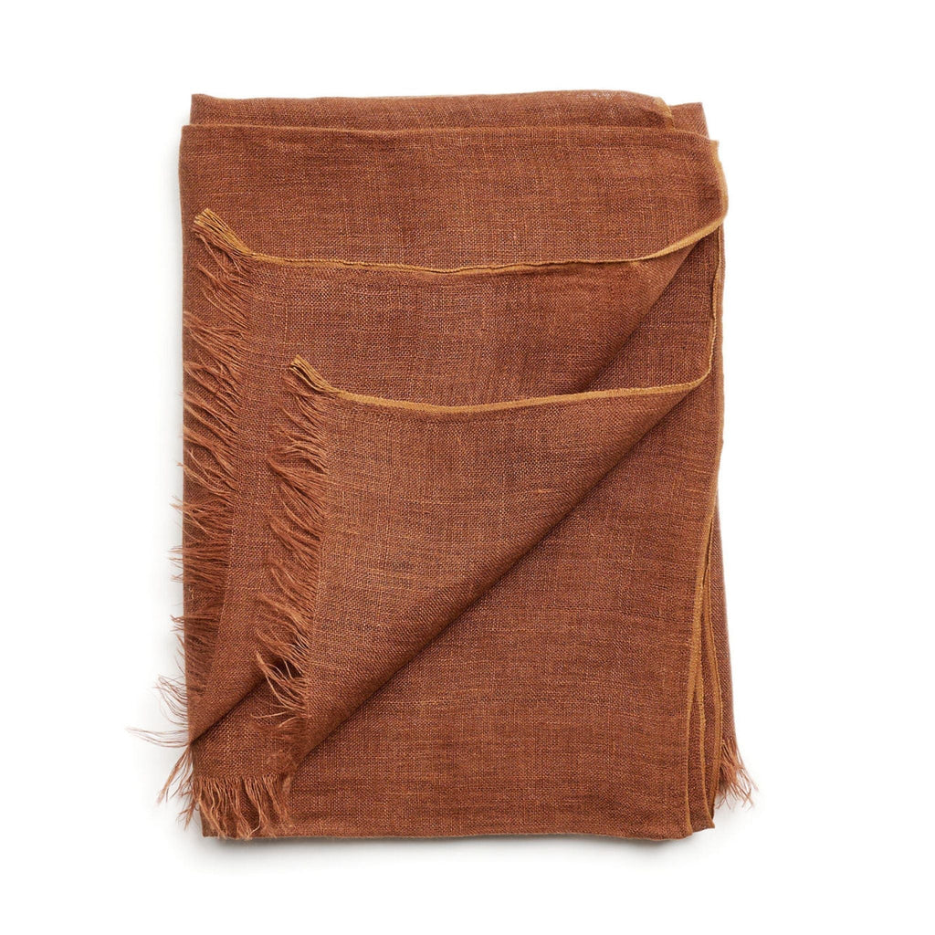 Coco Brown Hand Woven Linen Silk Blend Scarf - Che Cose Belle