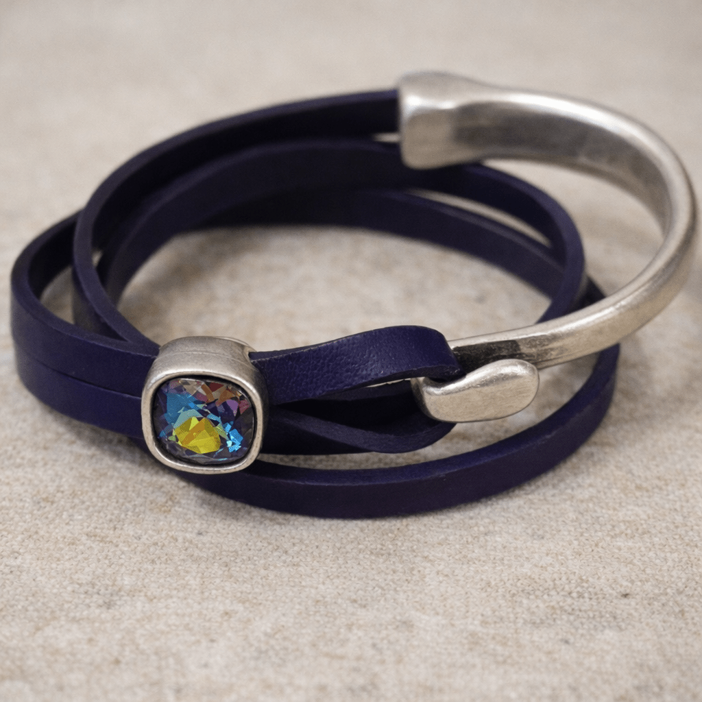 COCO PURPLE LEATHER WRAP BRACELET - Che Cose Belle