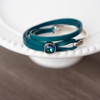 COCO TEAL LEATHER WRAP BRACELET - Che Cose Belle