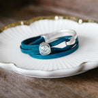 COCO TEAL LEATHER WRAP BRACELET - Che Cose Belle