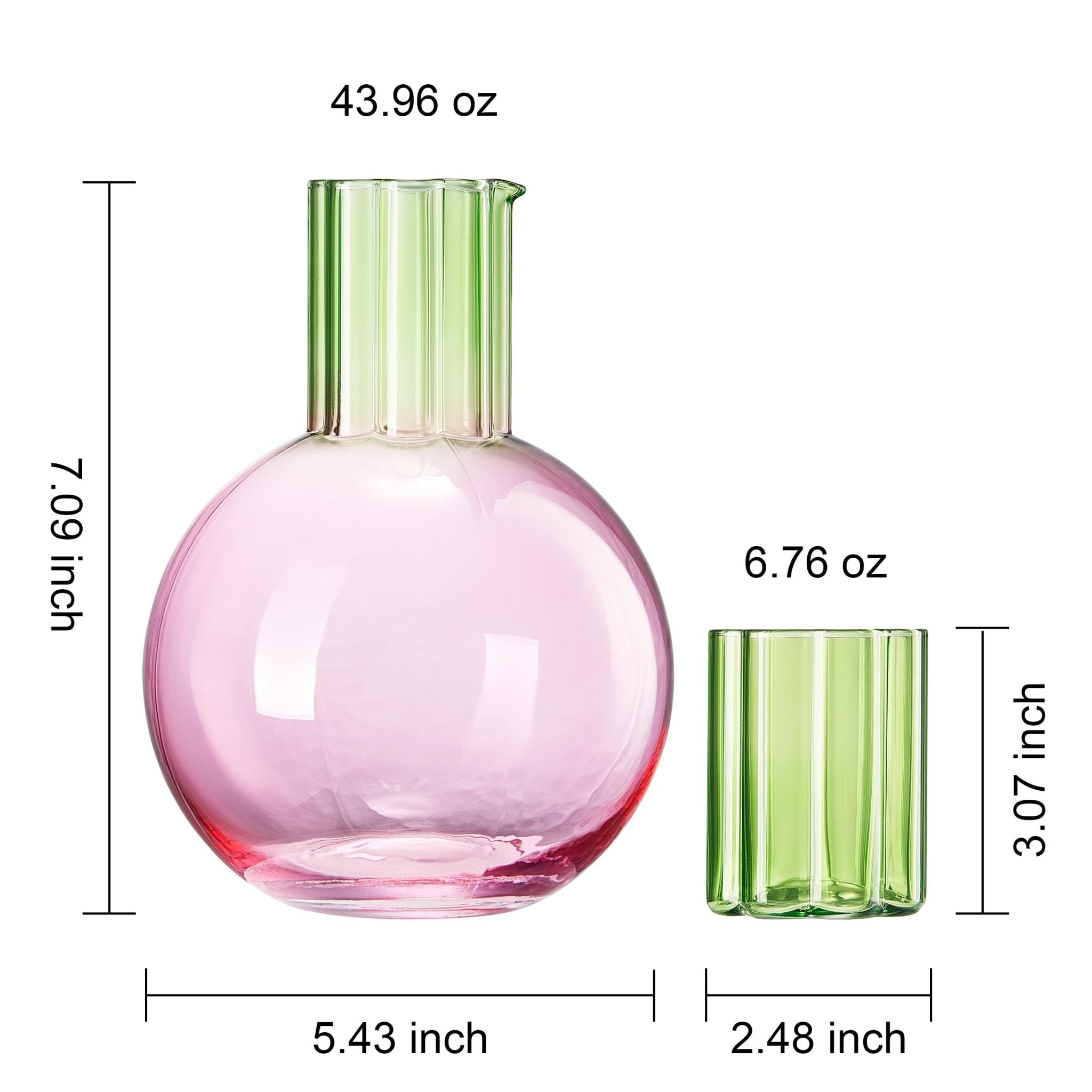 Colorful Carafe & Ribbed Flower Cup Set | 44oz Glasses - Che Cose Belle