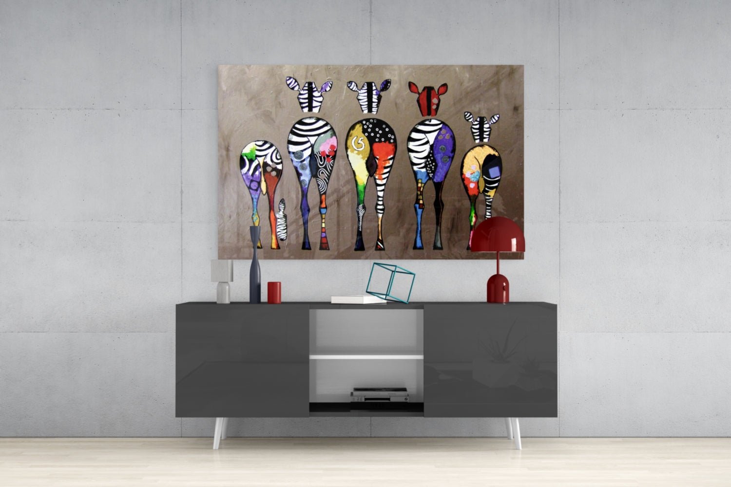 Colorful Zebras Glass Wall Art - Che Cose Belle