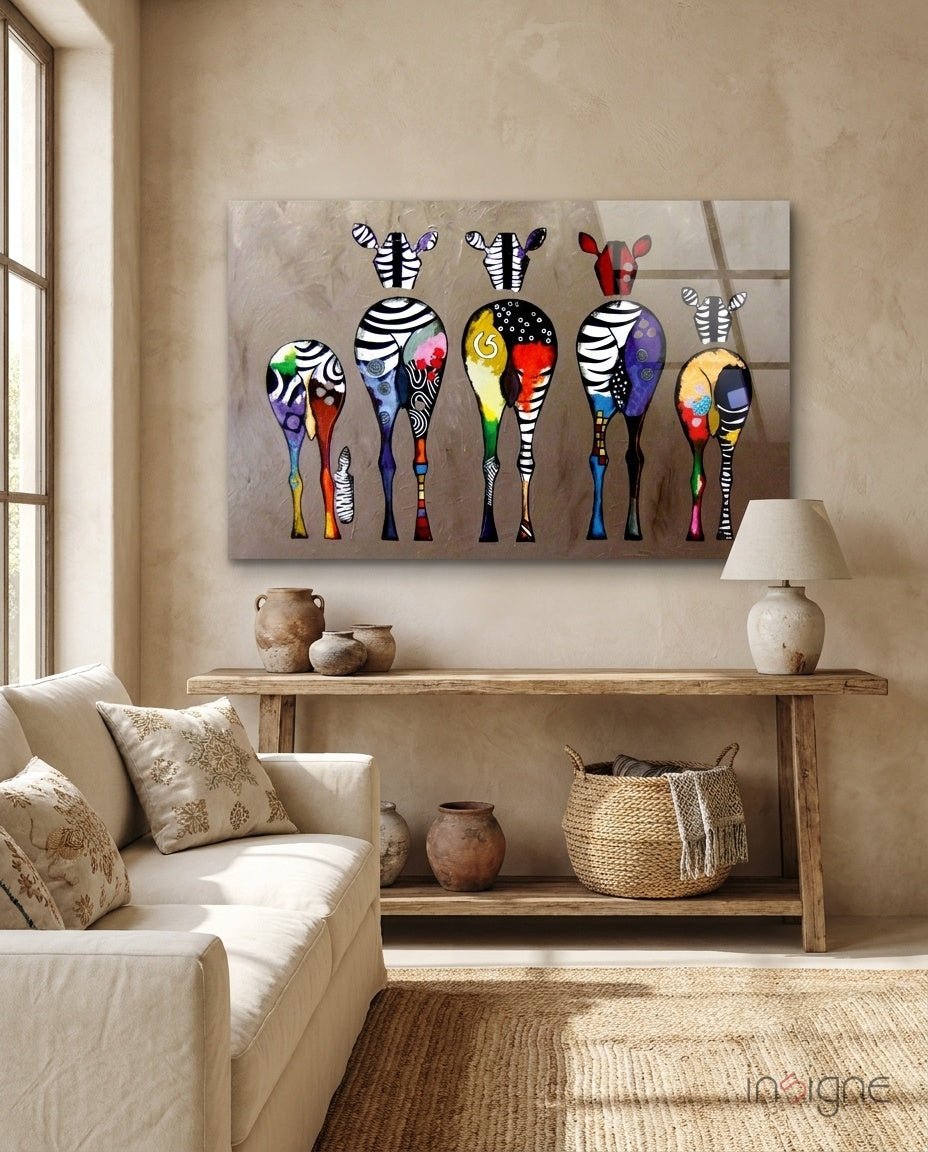 Colorful Zebras Glass Wall Art - Che Cose Belle