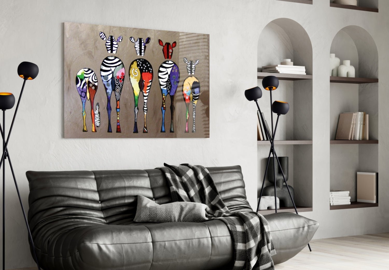Colorful Zebras Glass Wall Art - Che Cose Belle