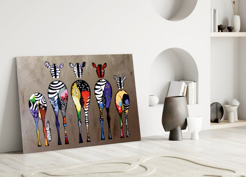 Colorful Zebras Glass Wall Art - Che Cose Belle