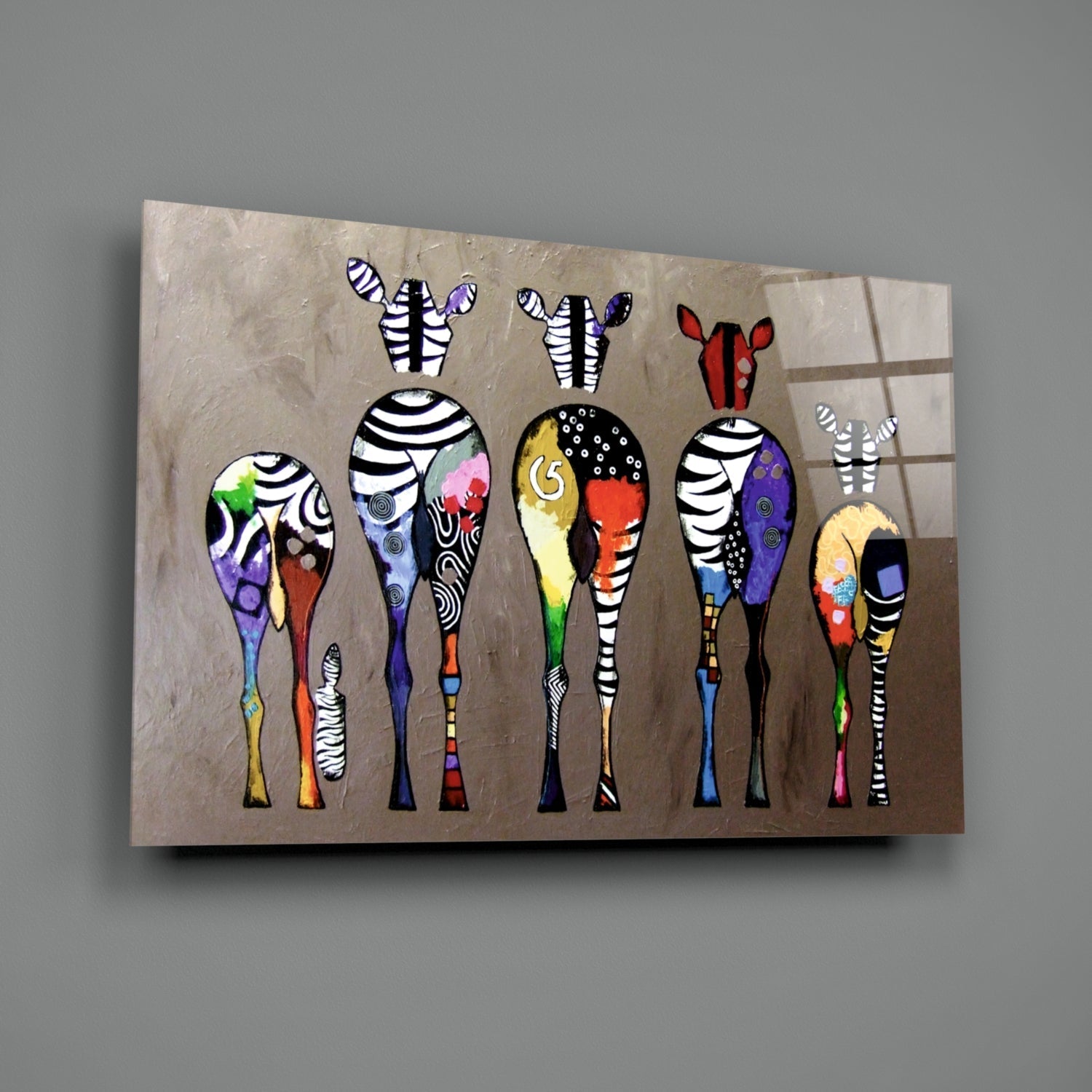 Colorful Zebras Glass Wall Art - Che Cose Belle