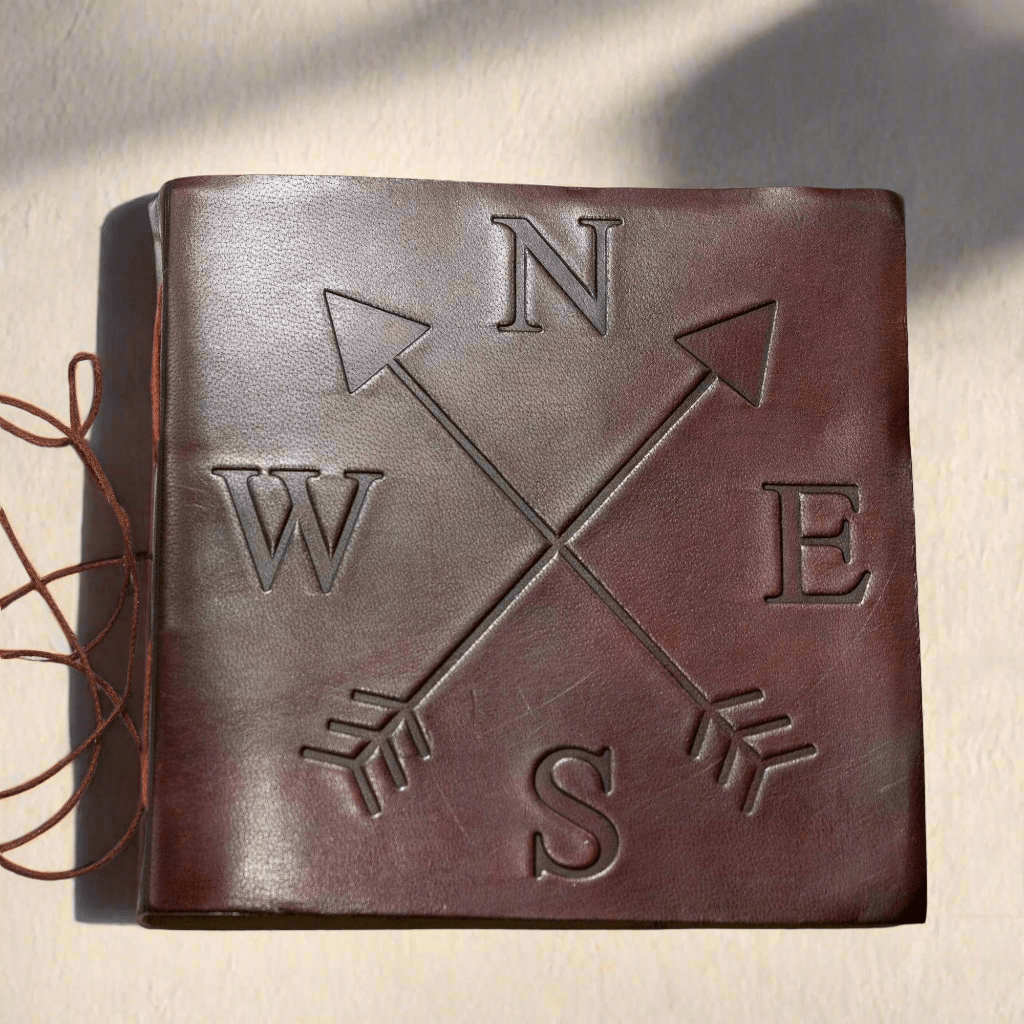 Compass 7x7 Artist Handmade Leather Journal - Che Cose Belle