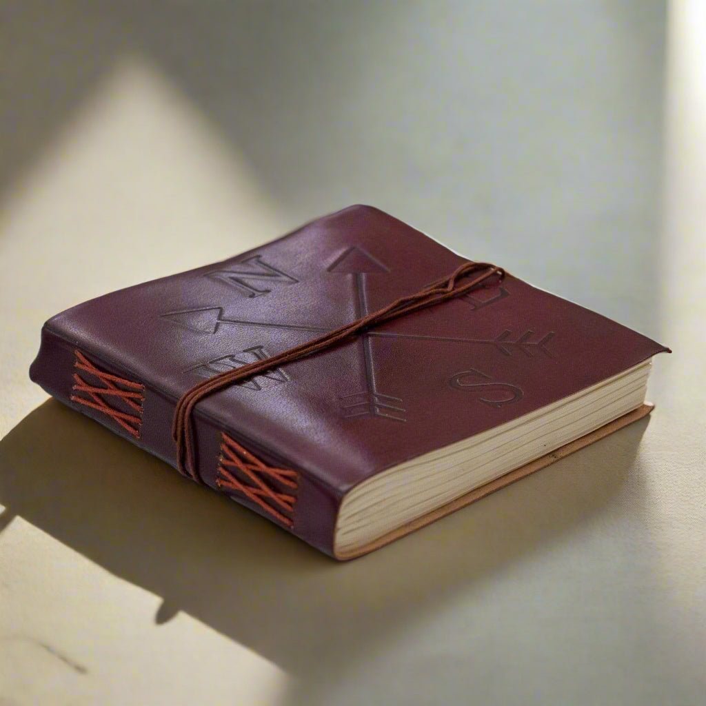 Compass 7x7 Artist Handmade Leather Journal - Che Cose Belle