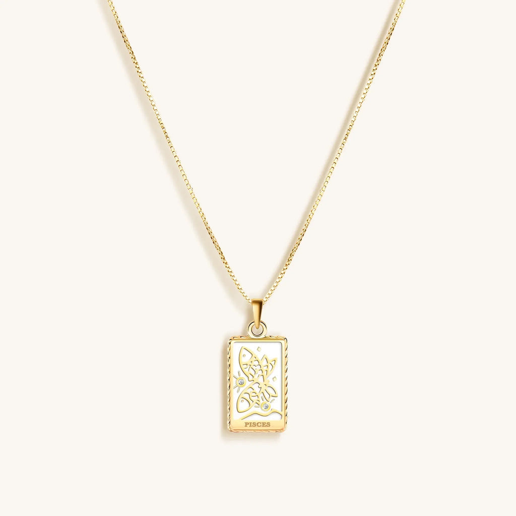 Compassionate Approach - White Enamel Pisces Card Necklace - Che Cose Belle