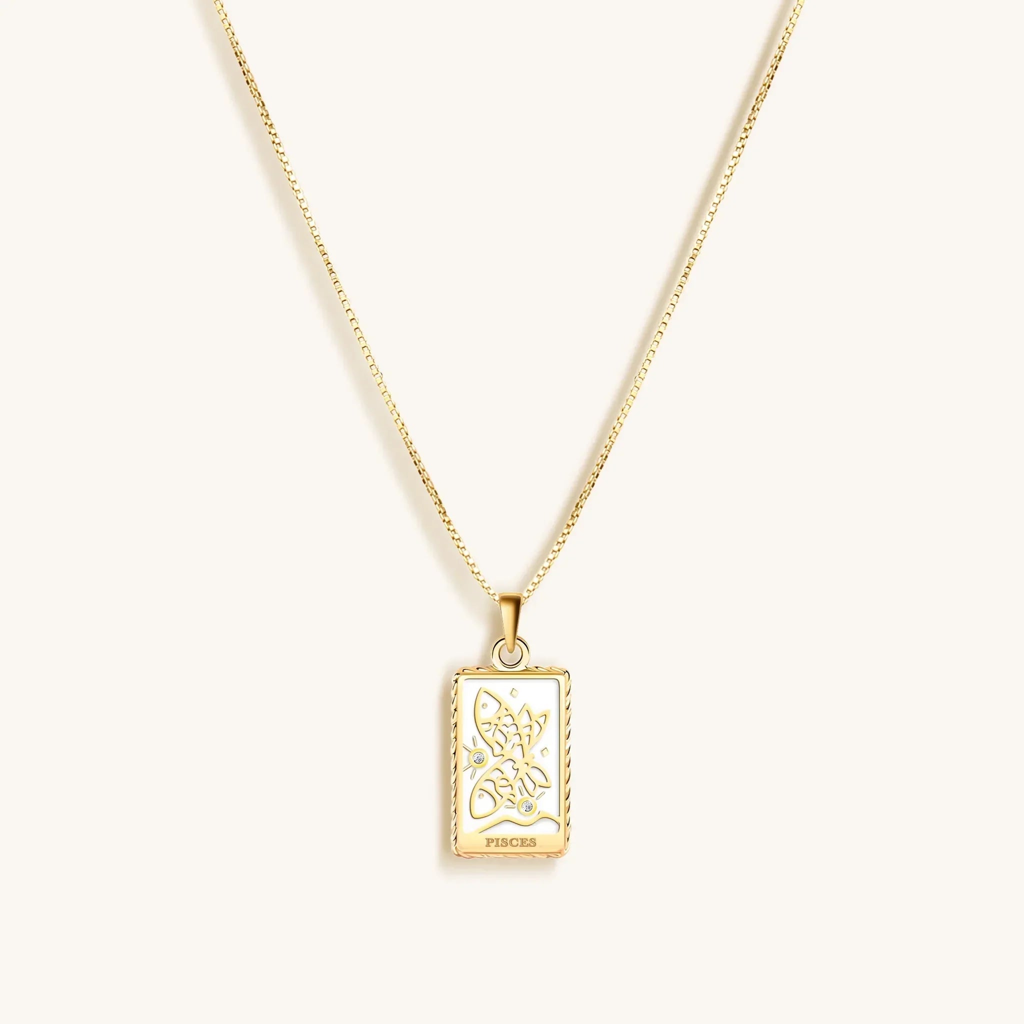 Compassionate Approach - White Enamel Pisces Card Necklace - Che Cose Belle
