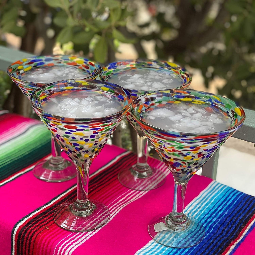 Confetti Rock Modern Margarita Glasses - Martini Style - Set of 4 - Che Cose Belle