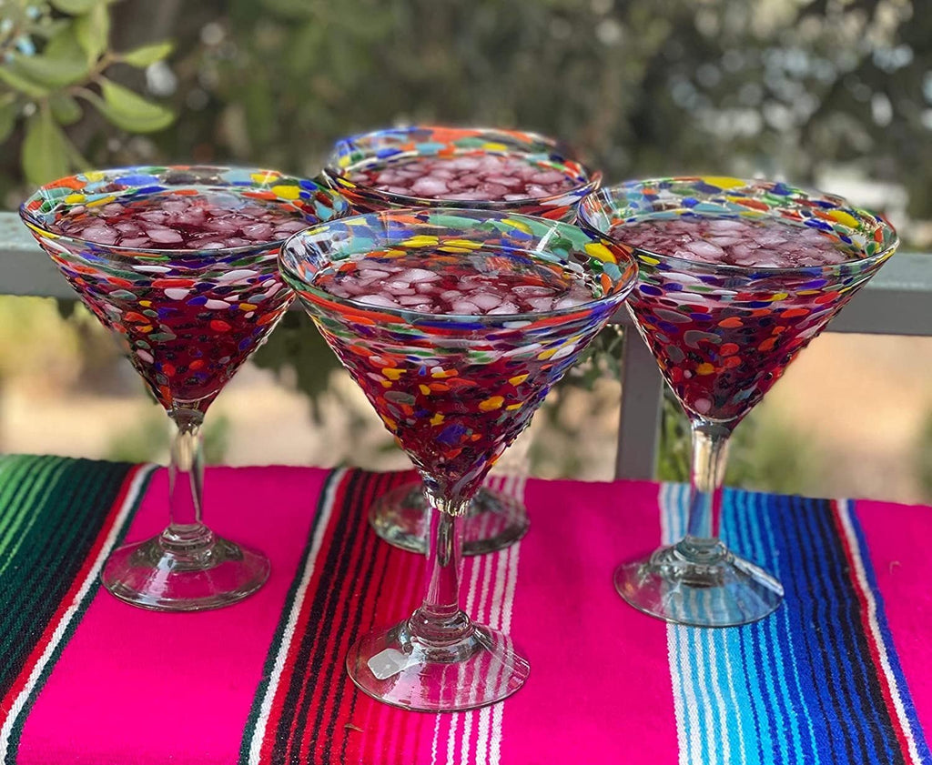 Confetti Rock Modern Margarita Glasses - Martini Style - Set of 4 - Che Cose Belle