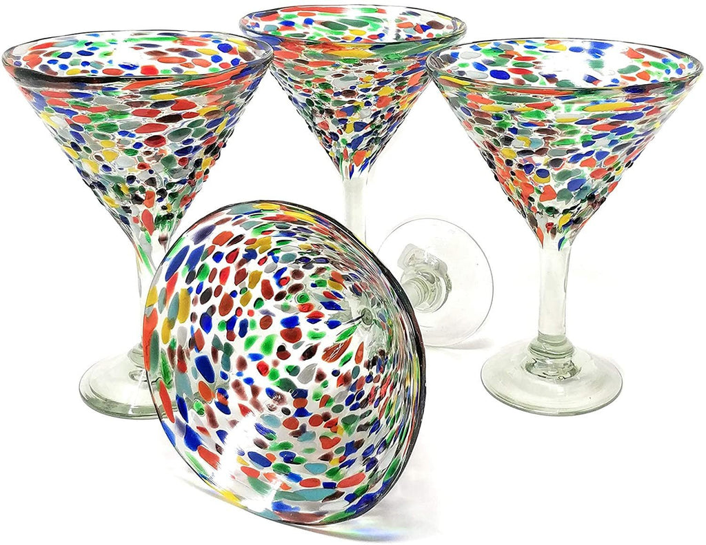 Confetti Rock Modern Margarita Glasses - Martini Style - Set of 4 - Che Cose Belle