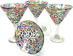 Confetti Rock Modern Margarita Glasses - Martini Style - Set of 4 - Che Cose Belle