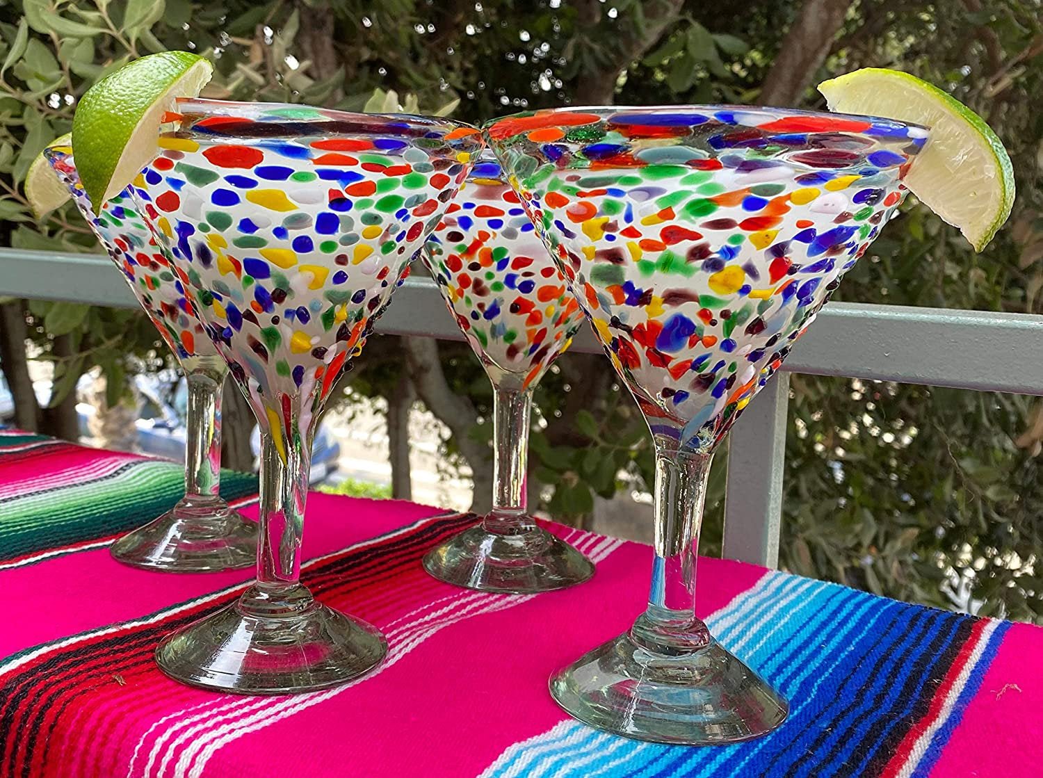 Confetti Rock Modern Margarita Glasses - Martini Style - Set of 4 - Che Cose Belle