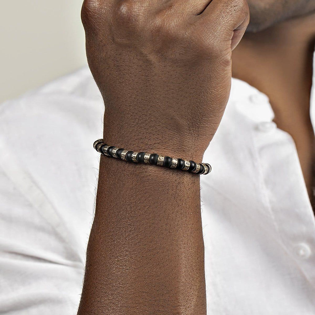 Conscious Awakening - Matte Onyx Mantra Barrel Bracelet - Che Cose Belle