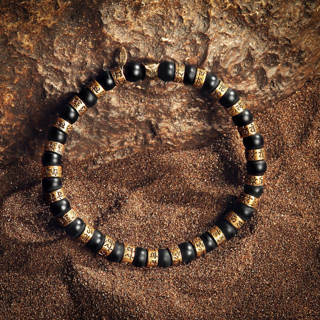 Conscious Awakening - Matte Onyx Mantra Barrel Bracelet - Che Cose Belle