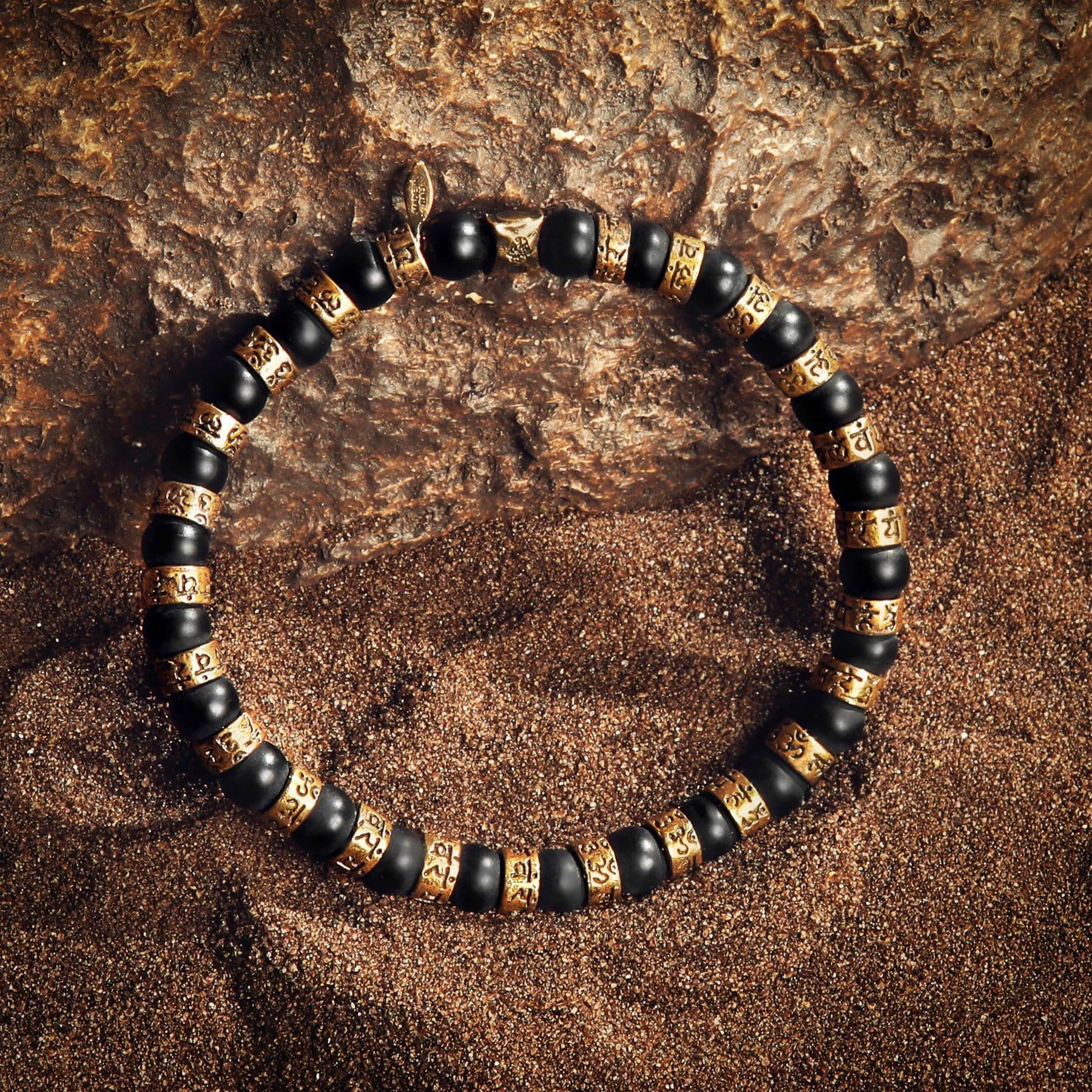 Conscious Awakening - Matte Onyx Mantra Barrel Bracelet - Che Cose Belle