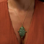 Constant Blessings Aventurine and Jade Pendant Necklace - Che Cose Belle