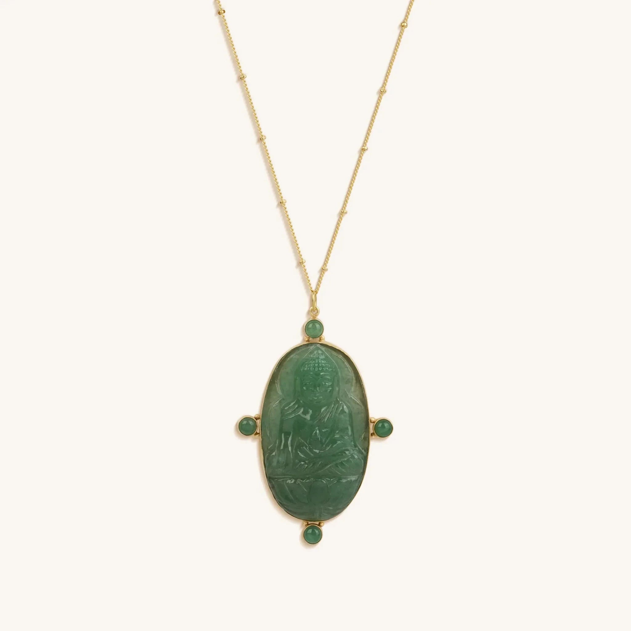 Constant Blessings Aventurine and Jade Pendant Necklace - Che Cose Belle