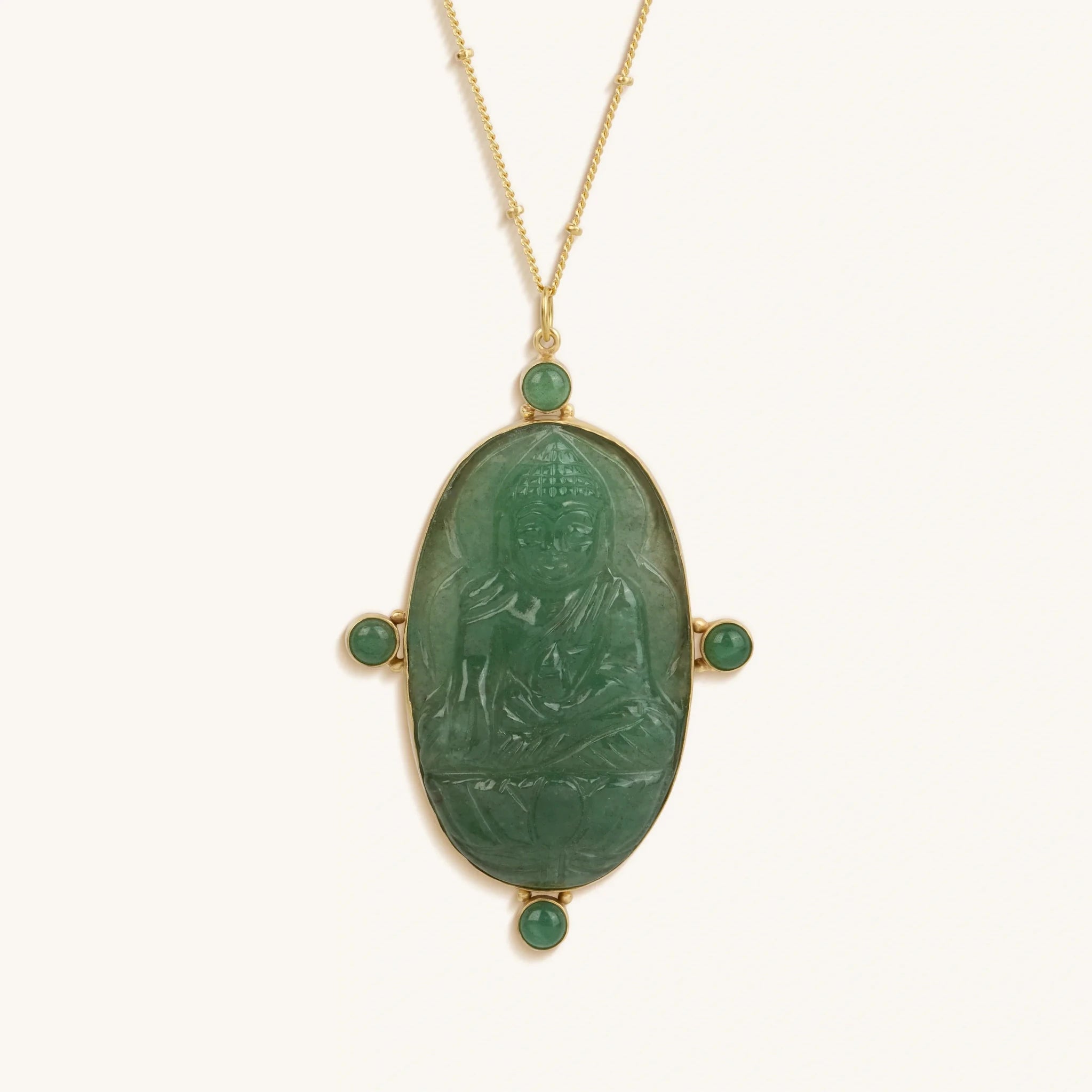 Constant Blessings Aventurine and Jade Pendant Necklace - Che Cose Belle