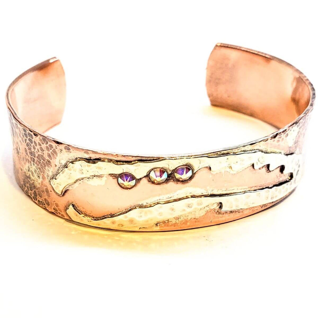 Copper Sculpted Angel Wing Frame Cuff Bracelet - Che Cose Belle