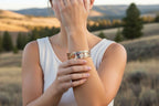Copper Sculpted Angel Wing Frame Cuff Bracelet - Che Cose Belle