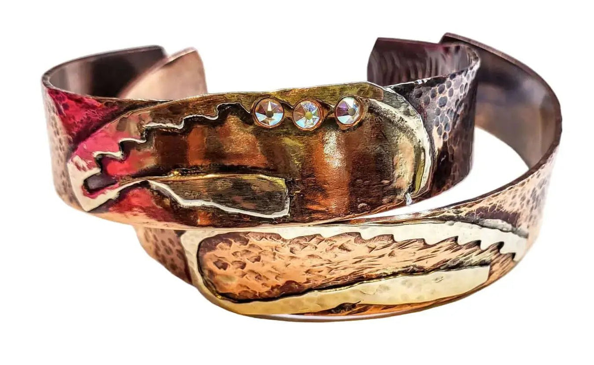 Copper Sculpted Angel Wing Frame Cuff Bracelet - Che Cose Belle