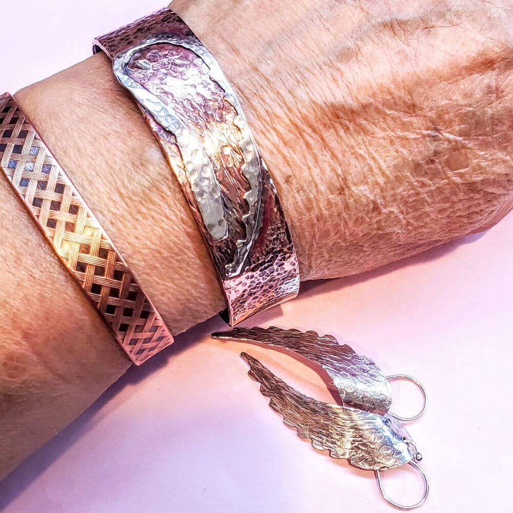 Copper Sculpted Angel Wing Frame Cuff Bracelet - Che Cose Belle