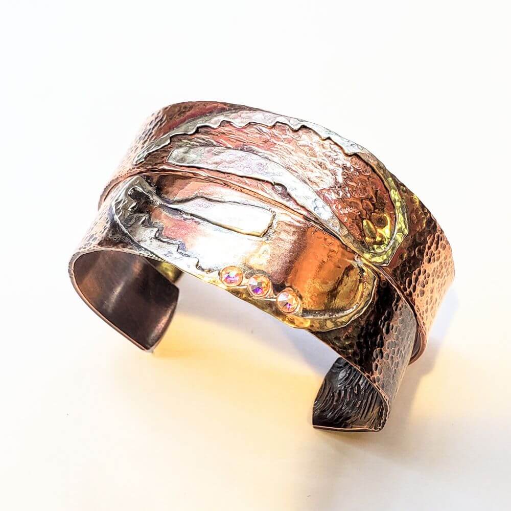 Copper Sculpted Angel Wing Frame Cuff Bracelet - Che Cose Belle