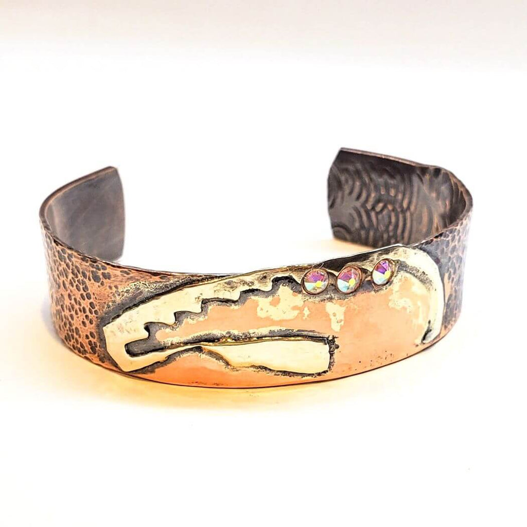 Copper Sculpted Angel Wing Frame Cuff Bracelet - Che Cose Belle