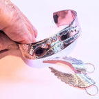 Copper Sculpted Angel Wing Frame Cuff Bracelet - Che Cose Belle