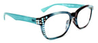 Coral, (Bling) Reading Glasses 4 Women W (Aquamarine, Black Diamond)Genuine European Crystals.(Teal Blue) Marble Pattern Frame. - Che Cose Belle