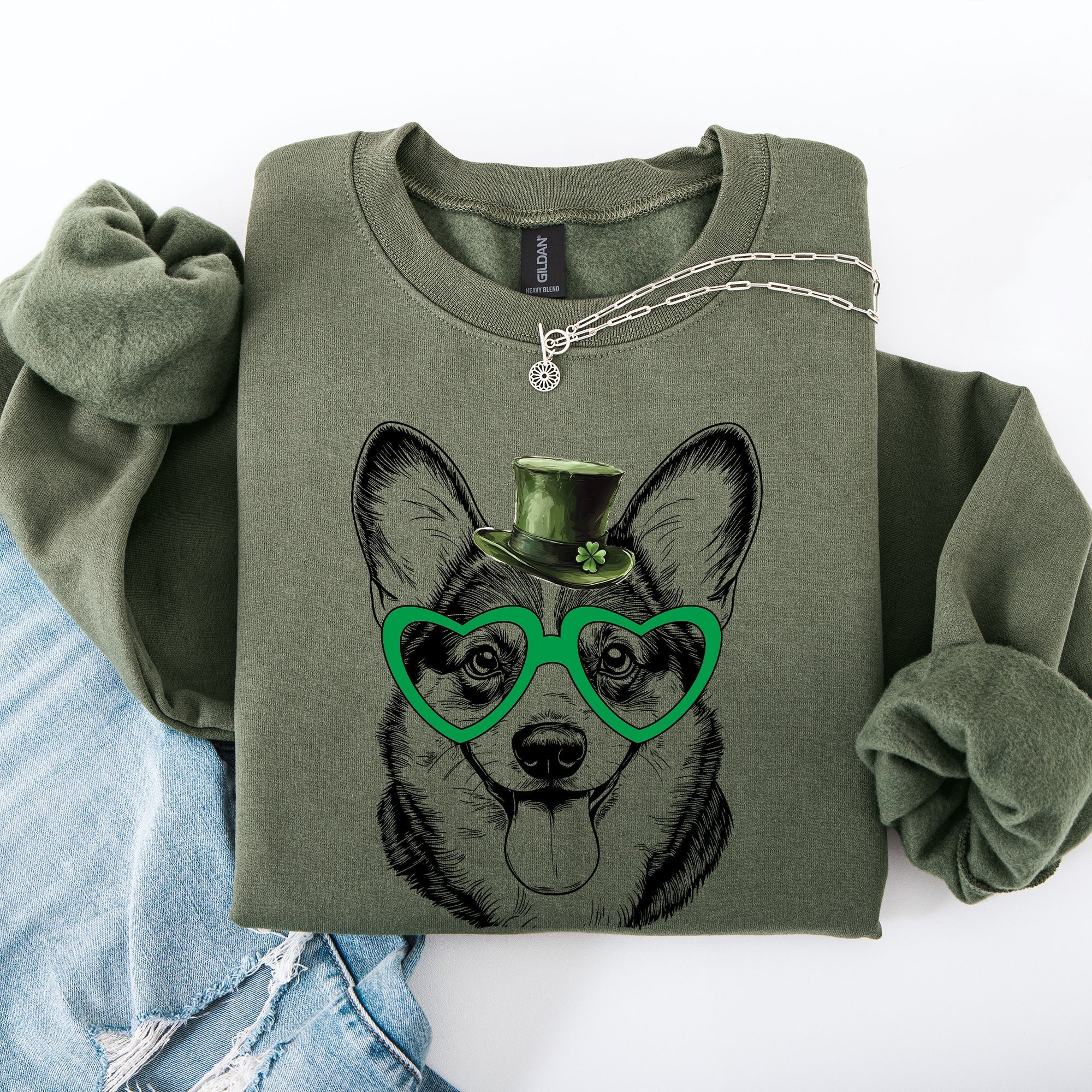 Corgi, Adorable Dog, St Patrick's Day, Lucky, Irish Sweatshirt - Che Cose Belle