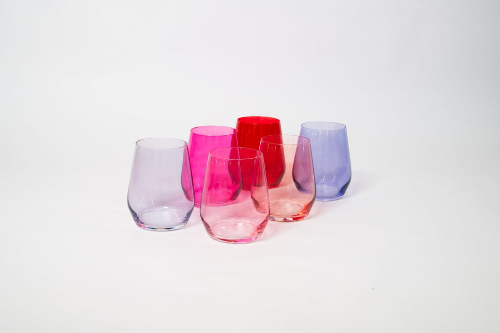 Cotton Candy Collection - Stemless Colored Wine Glass Ombré Set of 6 - Che Cose Belle