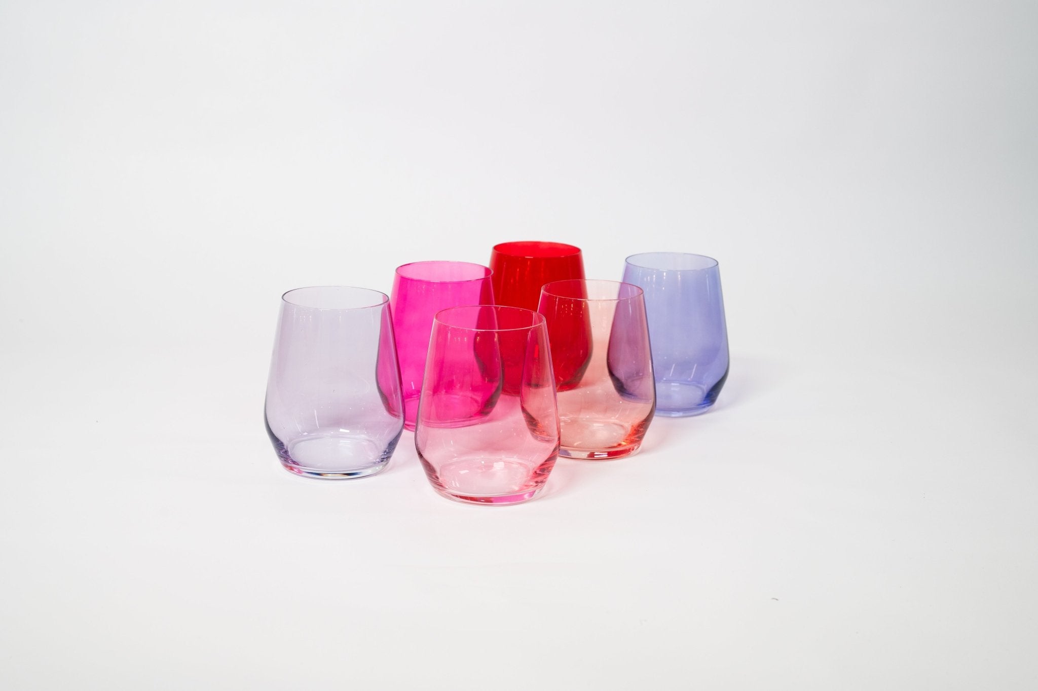 Cotton Candy Collection - Stemless Colored Wine Glass Ombré Set of 6 - Che Cose Belle