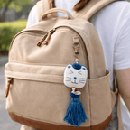 Cotton Cat Keychain with Pompom & Tassel - Che Cose Belle
