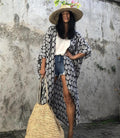 Cotton Leaf Print Beach Cover-Up ¨C Sexy Cardigan Style Vacation Sun Protection Dress - Che Cose Belle