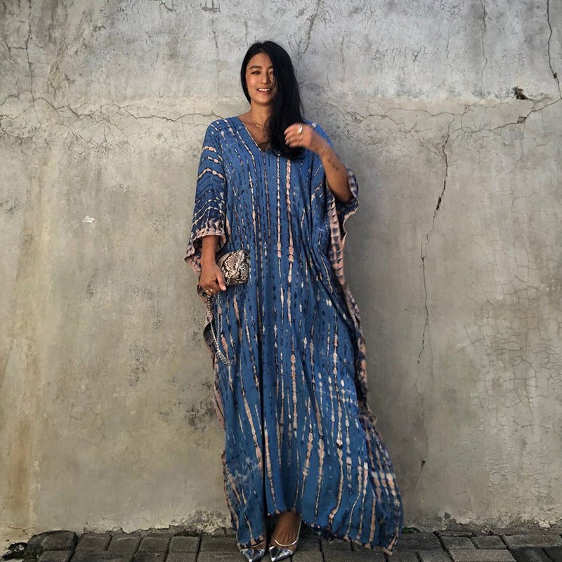 Cotton Ombre Beach Robe ¨C Loose Striped Bikini Cover-Up Dress, Vacation Maxi Kimono - Che Cose Belle
