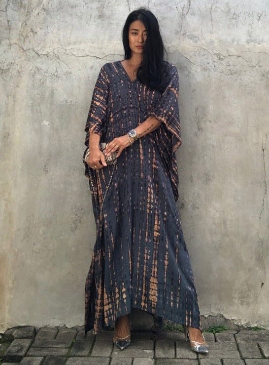 Cotton Ombre Beach Robe ¨C Loose Striped Bikini Cover-Up Dress, Vacation Maxi Kimono - Che Cose Belle