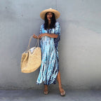 Cotton Ombre Beach Robe ¨C Loose Striped Bikini Cover-Up Dress, Vacation Maxi Kimono - Che Cose Belle