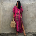 Cotton Ombre Beach Robe ¨C Loose Striped Bikini Cover-Up Dress, Vacation Maxi Kimono - Che Cose Belle