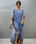 Cotton Ombre Beach Robe ¨C Loose Striped Bikini Cover-Up Dress, Vacation Maxi Kimono - Che Cose Belle