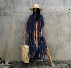 Cotton Ombre Beach Robe ¨C Loose Striped Bikini Cover-Up Dress, Vacation Maxi Kimono - Che Cose Belle