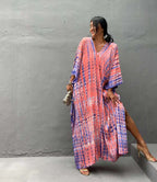 Cotton Ombre Beach Robe ¨C Loose Striped Bikini Cover-Up Dress, Vacation Maxi Kimono - Che Cose Belle