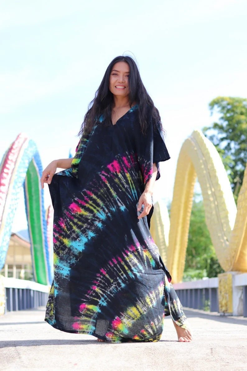 Cotton Ombre Beach Robe ¨C Loose Striped Bikini Cover-Up Dress, Vacation Maxi Kimono - Che Cose Belle
