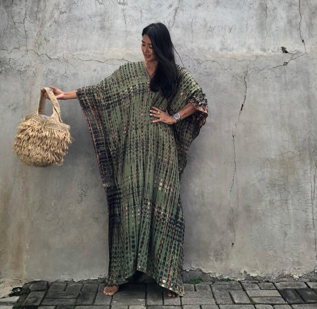 Cotton Ombre Beach Robe ¨C Loose Striped Bikini Cover-Up Dress, Vacation Maxi Kimono - Che Cose Belle