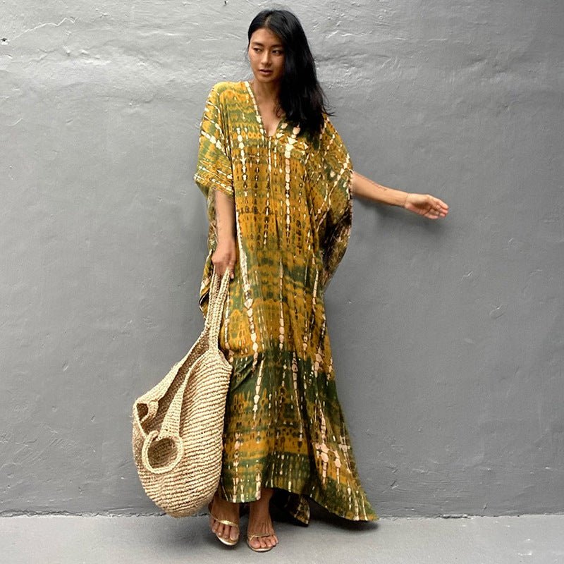 Cotton Ombre Beach Robe ¨C Loose Striped Bikini Cover-Up Dress, Vacation Maxi Kimono - Che Cose Belle