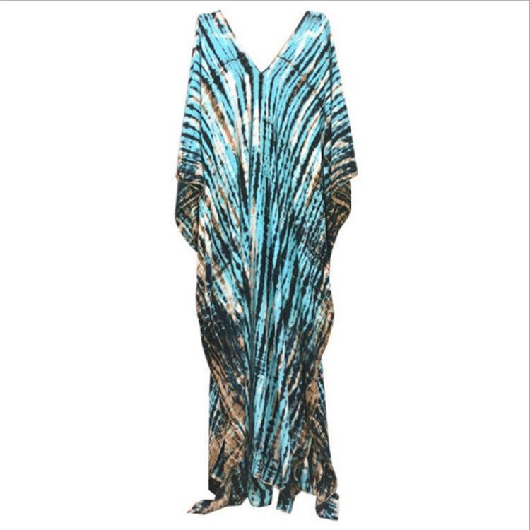 Cotton Ombre Beach Robe ¨C Loose Striped Bikini Cover-Up Dress, Vacation Maxi Kimono - Che Cose Belle